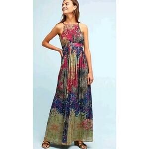 Anthropologie Bhanuni by Jyoti Floral Maxi Halter Dress Size 4